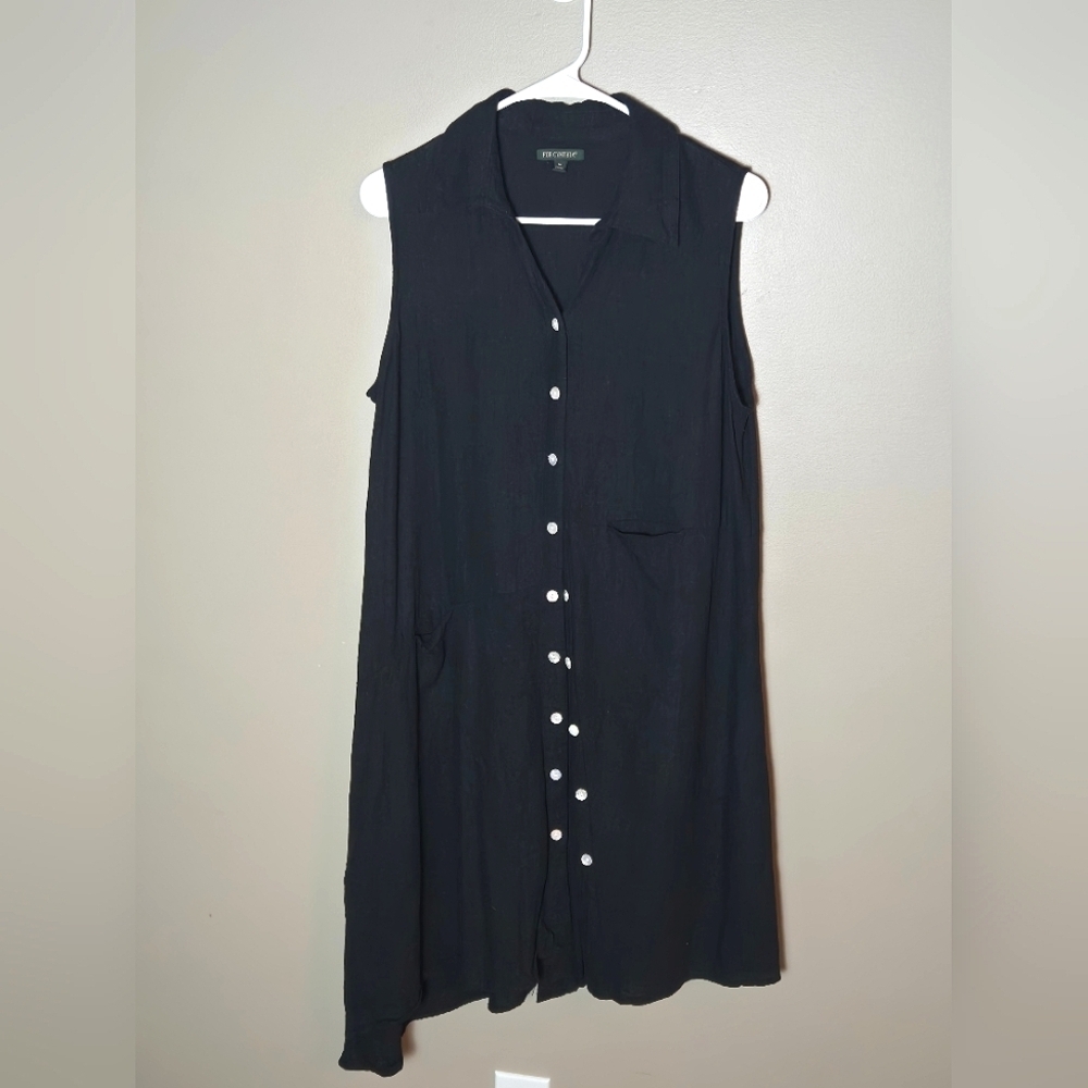 For Cynthia Asymmetrical Linen & Viscose Lagenlook Minimalist Midi Dress, Medium